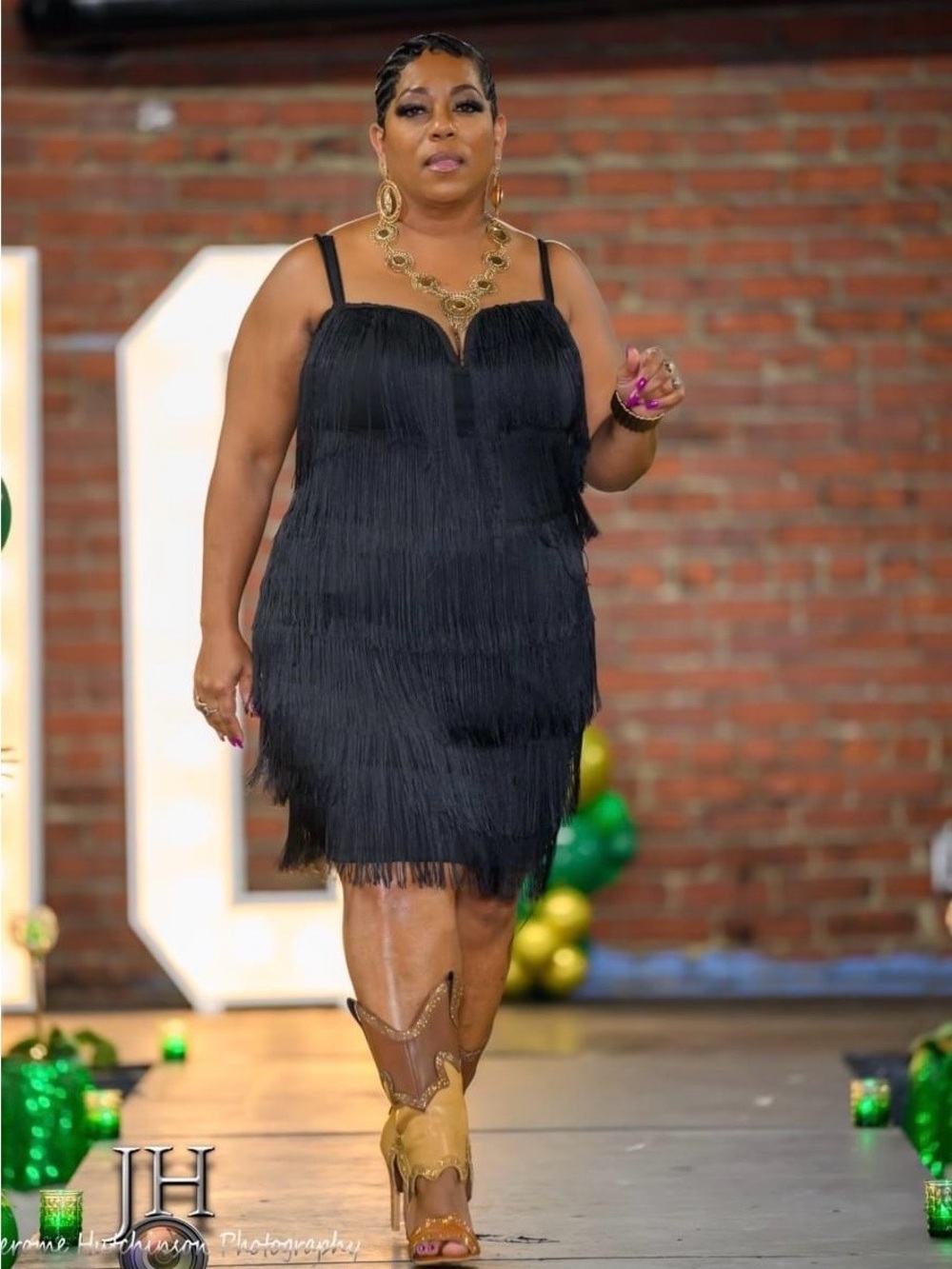 Black Fringe Cocktail Dress - Plus Size